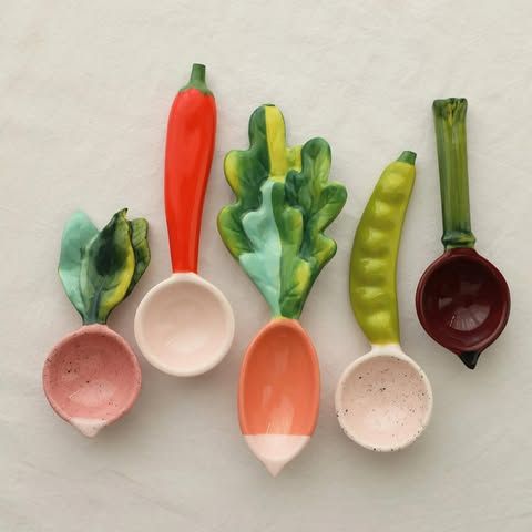 ( ORDER )  Set Thìa Gốm Rau Củ Mini 