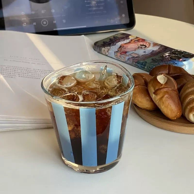  Cốc Thuỷ Tinh Kẻ Xanh 