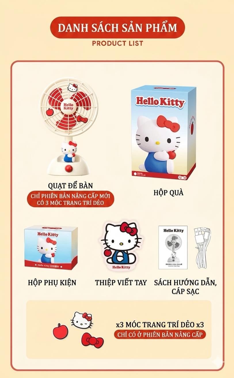  [ORDER] Quạt Bàn Hello Kitty Cherry Spin 