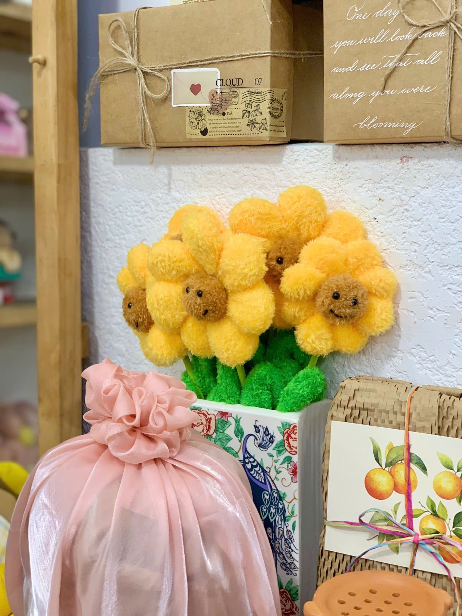  Cành Hướng Dương Bông Xù 