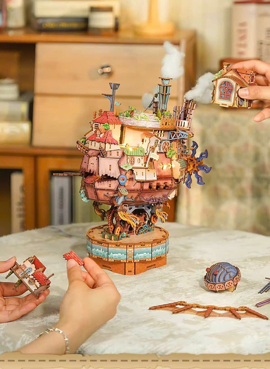  [ORDER] Bộ Xếp Hình Howl's Moving Castle (Tích Hợp Hộp Nhạc Và Đèn) 