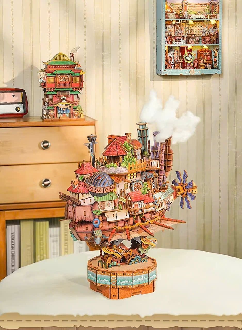  [ORDER] Bộ Xếp Hình Howl's Moving Castle (Tích Hợp Hộp Nhạc Và Đèn) 