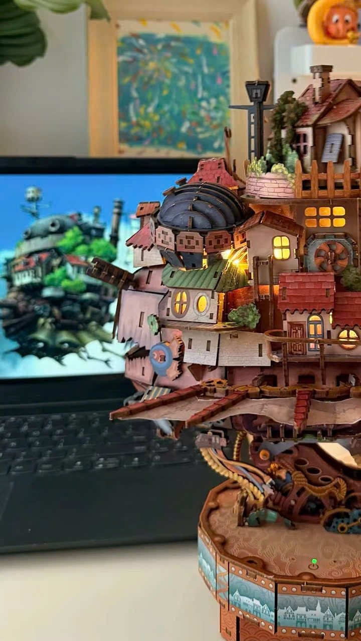  [ORDER] Bộ Xếp Hình Howl's Moving Castle (Tích Hợp Hộp Nhạc Và Đèn) 