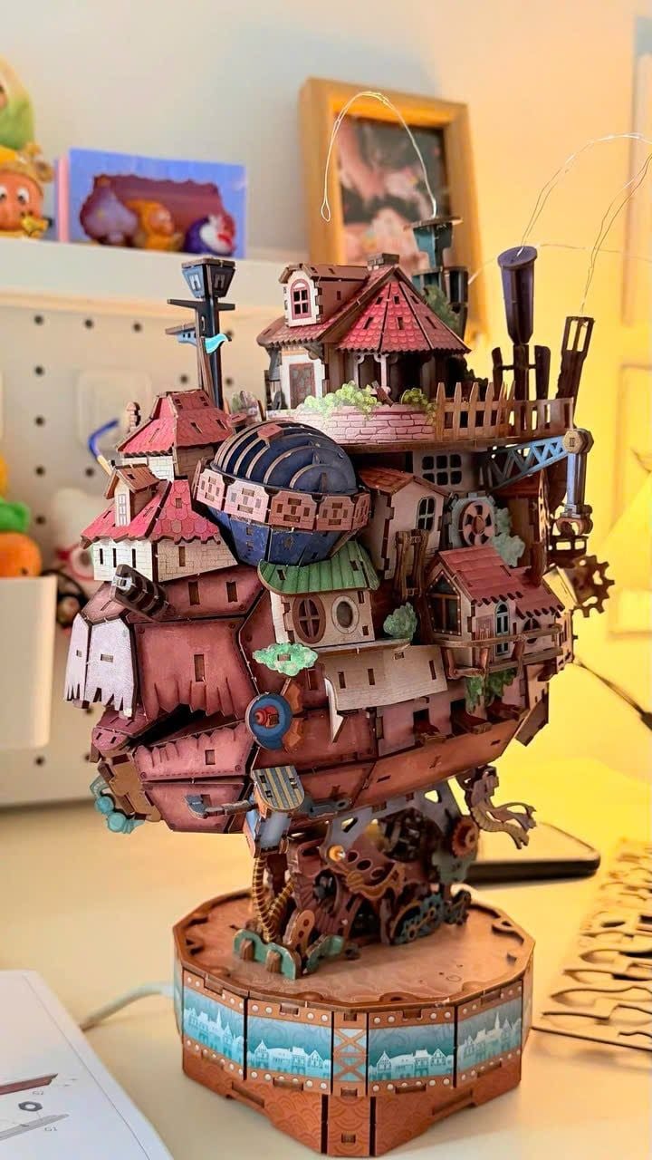  [ORDER] Bộ Xếp Hình Howl's Moving Castle (Tích Hợp Hộp Nhạc Và Đèn) 