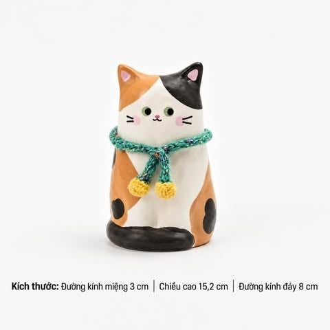  ( ORDER ) Bình Hoa Mèo Choàng Khăn 