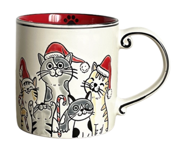  Cốc Sứ Mèo Giáng Sinh Vẽ Tay 
