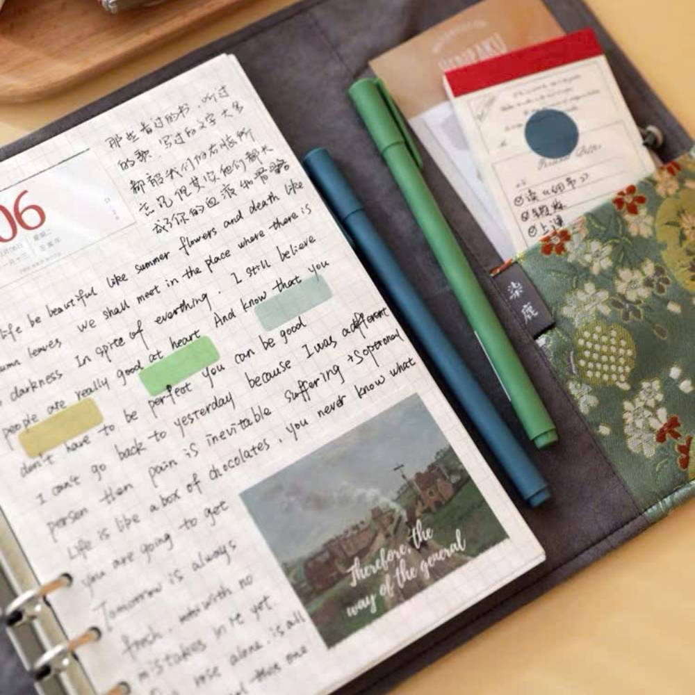  Set Quà Tặng Gấm Hoa (Sổ + Bút Máy Gỗ Đàn Hương) 