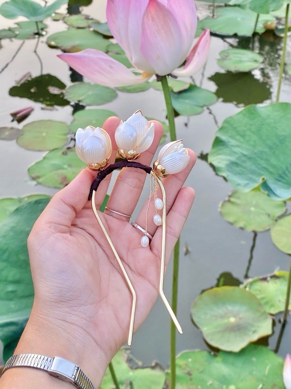  Trâm Cài Chữ U Hoa Mộc Lan 