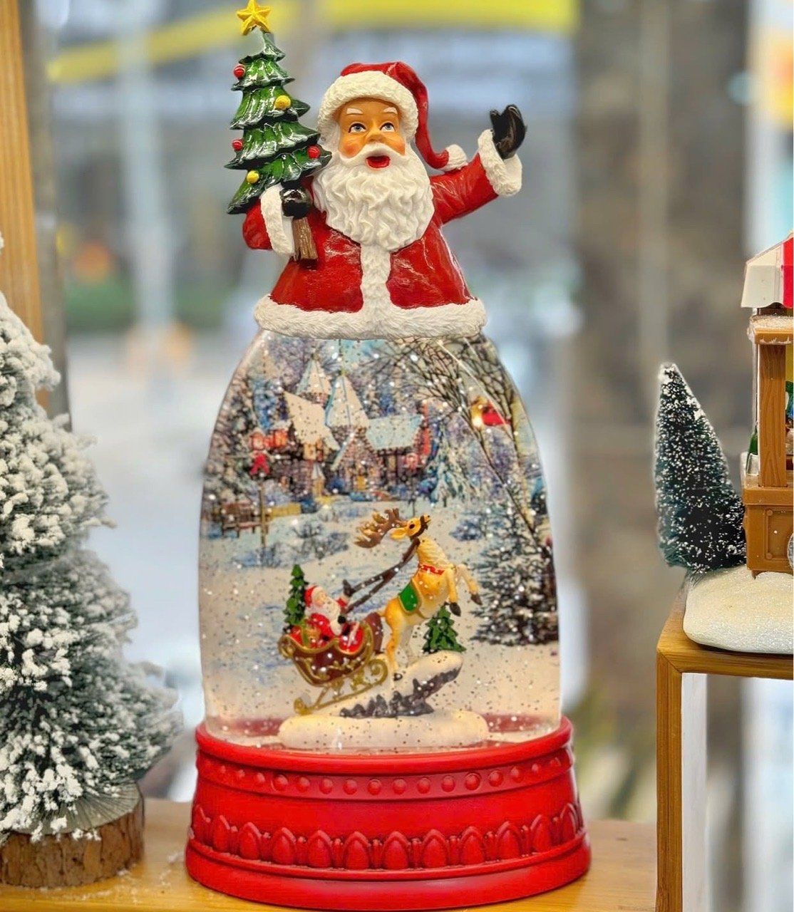  Hộp Nhạc Santa Trượt Tuyết Trang Trí 