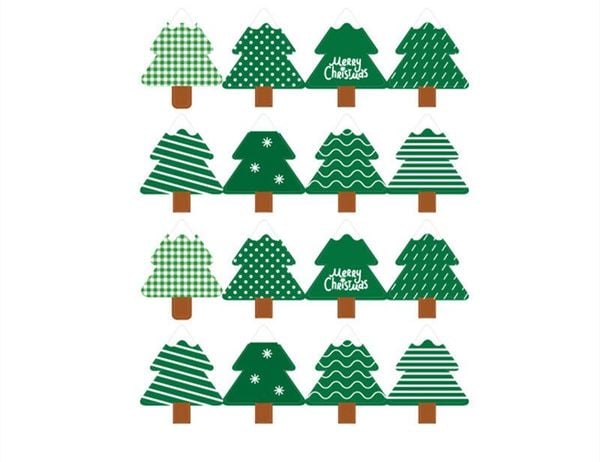  Sticker Giáng Sinh Cây Thông, Người Tuyết, Santa (1 Tờ - 16 Miêng) 