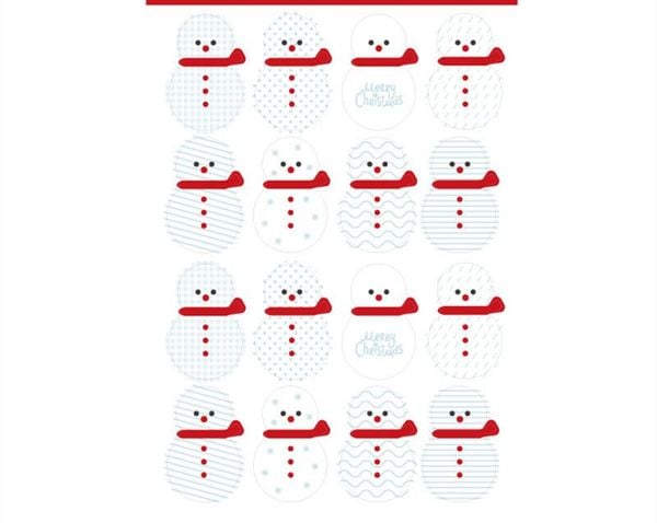  Sticker Giáng Sinh Cây Thông, Người Tuyết, Santa (1 Tờ - 16 Miêng) 