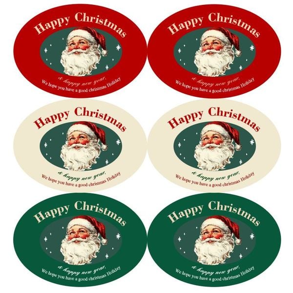  Sticker Santa Happy Christmas (1 Tờ - 6 Miêng) 