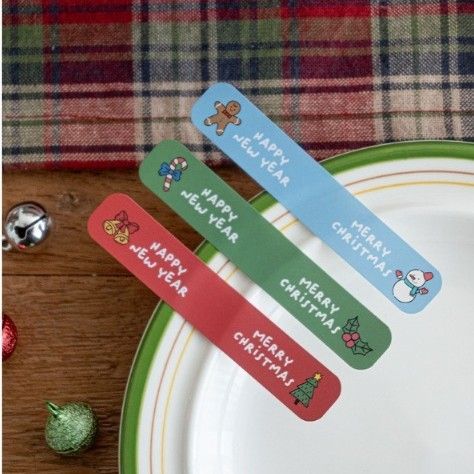  Sticker Tem Happy New Year Merry Christmas (1 Tờ - 12 Miếng) 