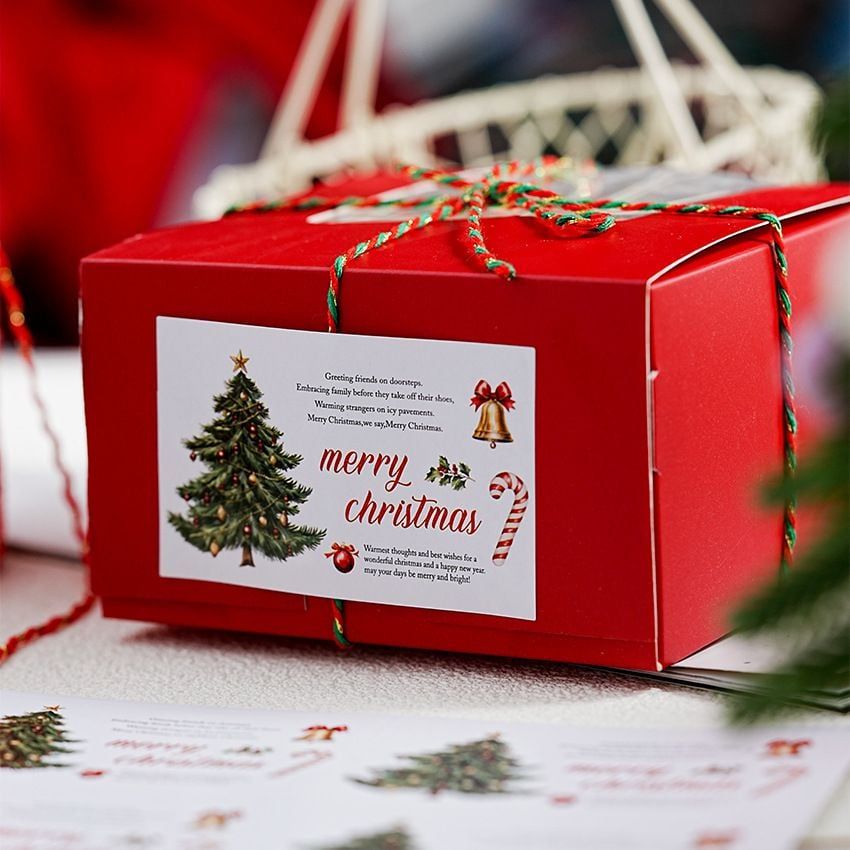  Sticker Merry Christmas Hình Chữ Nhật Lớn (1 Tờ - 4 Miếng) 