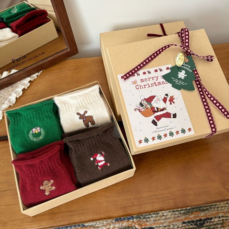  Tất, Set Tất Thêu Giáng Sinh 