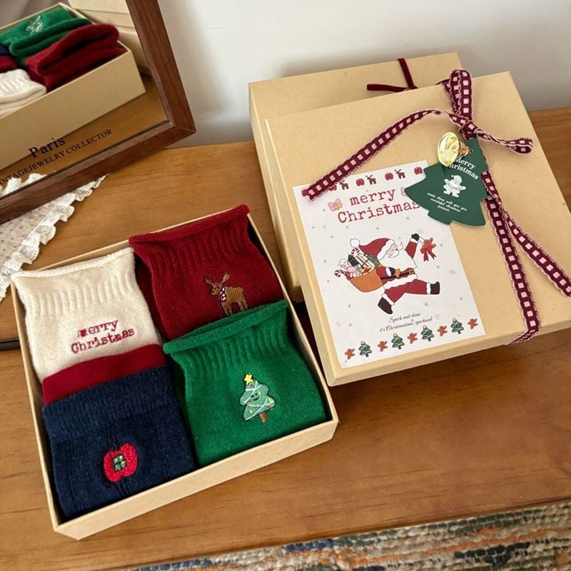  Tất, Set Tất Thêu Giáng Sinh 