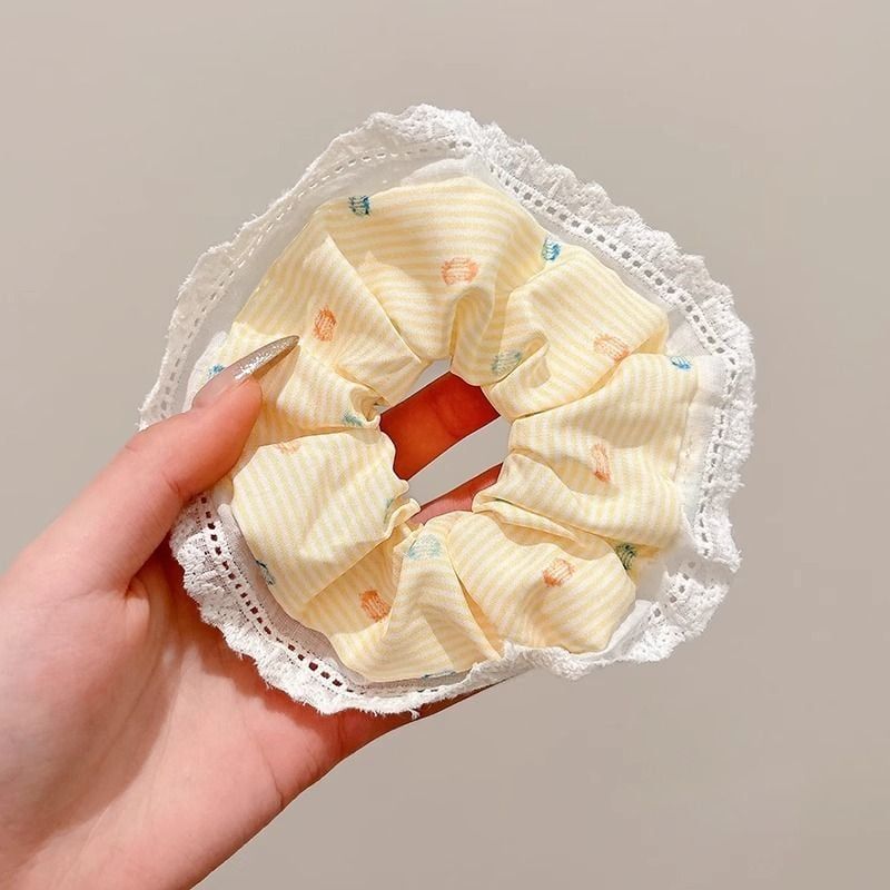  Scrunchie Sọc Chấm Bi Vàng, Xanh Dương 