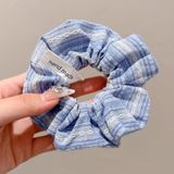  Scrunchie Xanh Dương Sọc Đính Ren 
