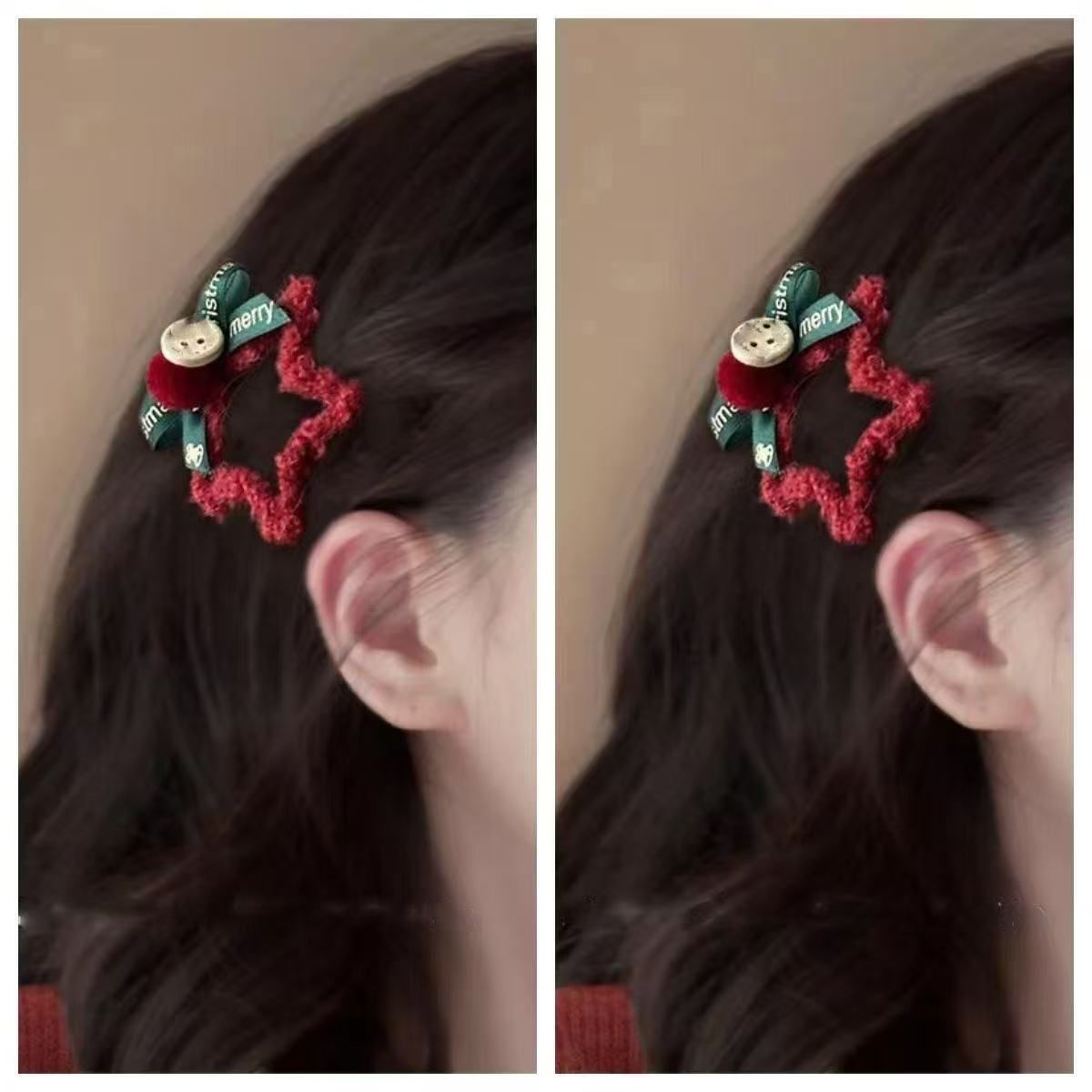  Kẹp Tóc Ngôi Sao Nhung Đỏ 