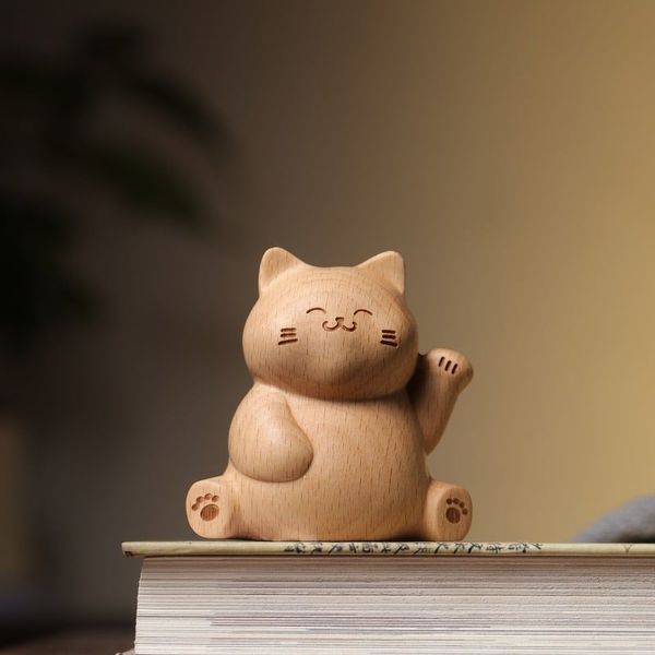  Tượng Khắc Gỗ Mèo Ú 