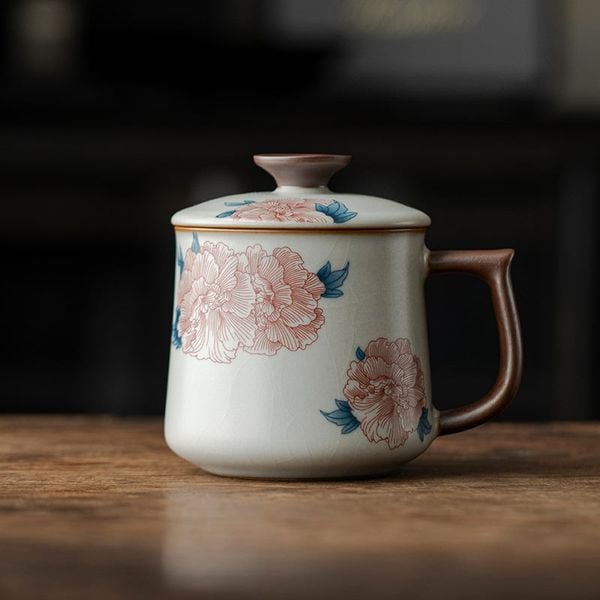  Cốc Trà Hoa Mẫu Đơn 