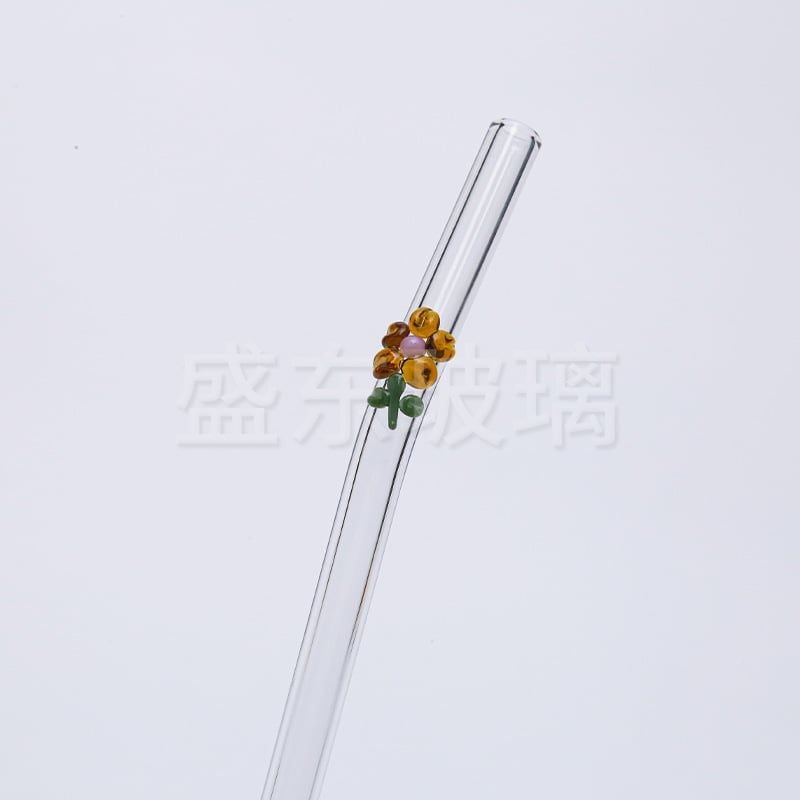  Ống Hút Thủy Tinh Cong Hình Hoa 