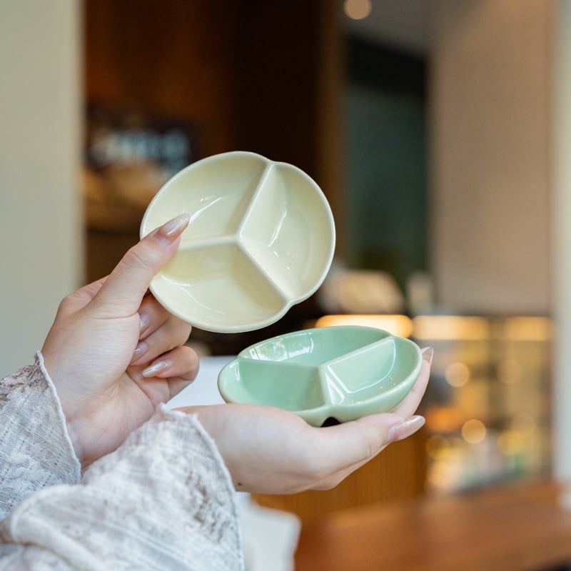  Đĩa Gia Vị Sứ 3 Ngăn 