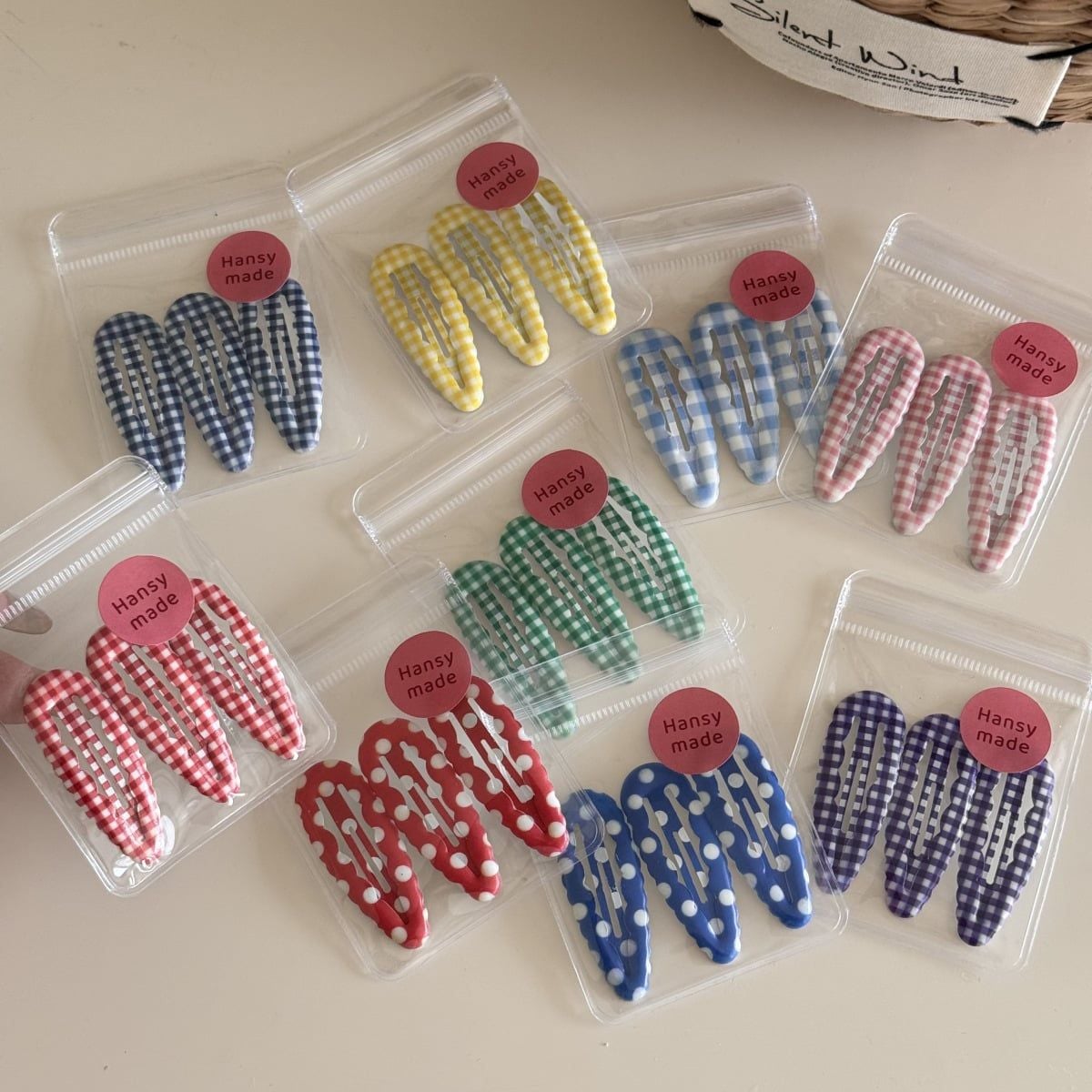  Set Kẹp Tóc Kẻ Caro 