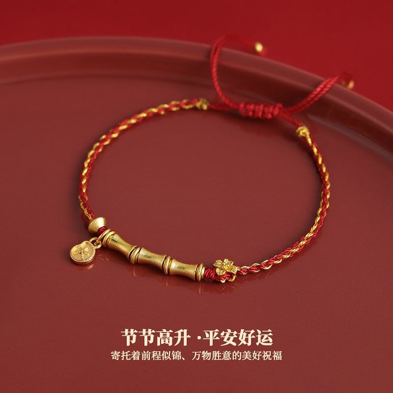  Vòng Tay Dây Đan Tre Vàng 