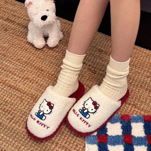  Dép Bông Hoạt Hình Hello Kitty Ấm Áp 