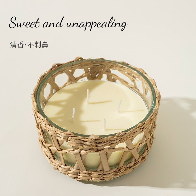  Nến Thơm 4 Bấc Rổ Tre 