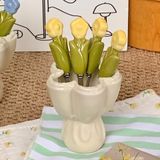  Set Dĩa Ăn Trái Cây Hoa Tulip 