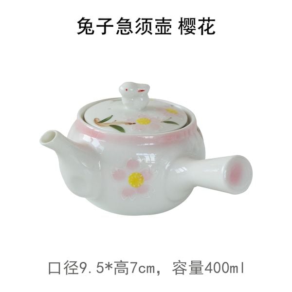  Ấm Trà Thỏ Hoa Đào Vẽ Tay 