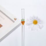  Ống Hút Thủy Tinh Cong Charm Hoa Quả 