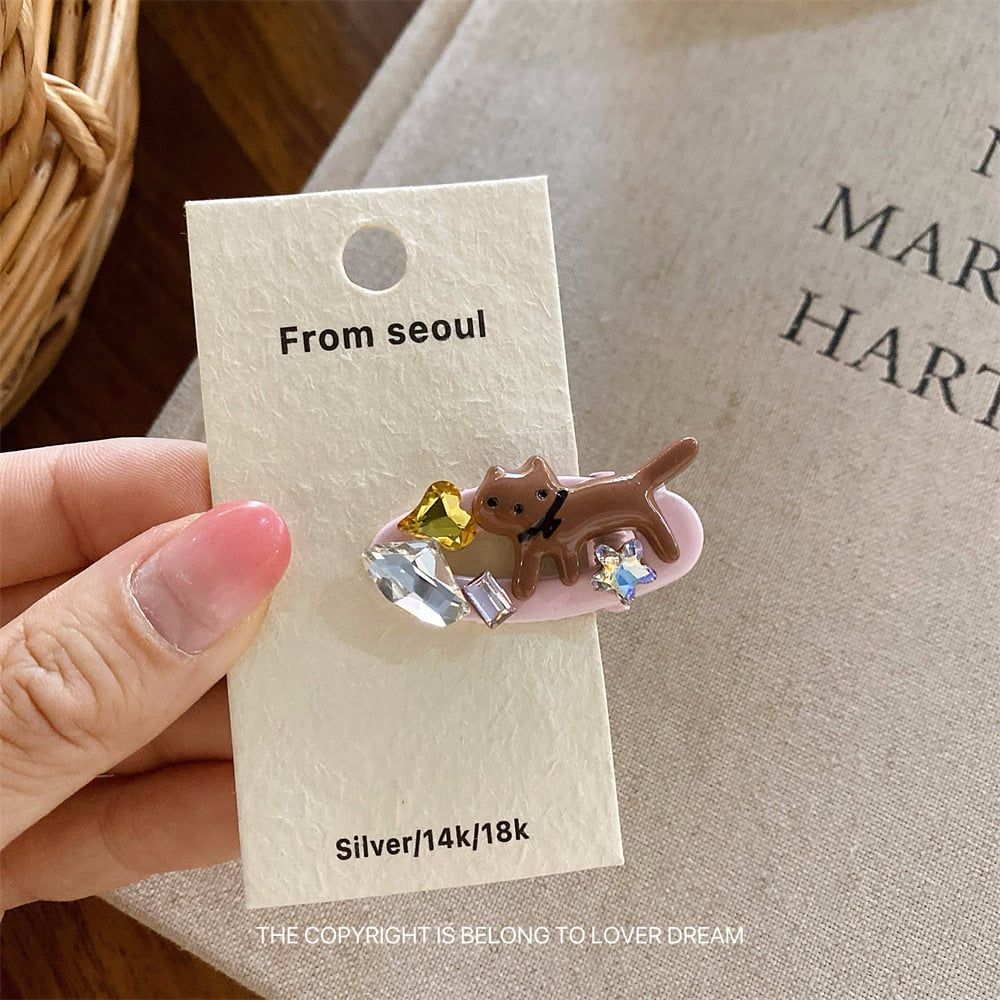  Kẹp Tóc Mèo Đính Đá 