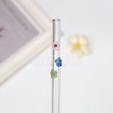  Ống Hút Thủy Tinh Cong Charm Hoa Quả 