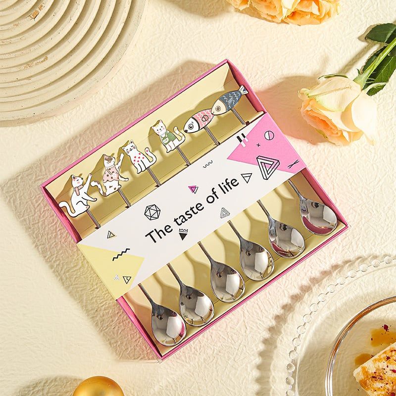  Set Thìa Cafe Mèo Và Cá 