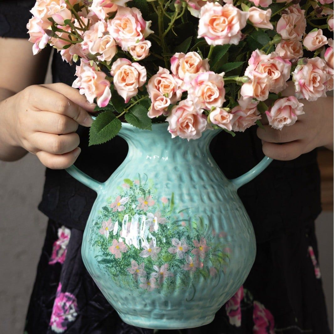  Bình Hoa Hai Tai Gốm Vẽ Tay 