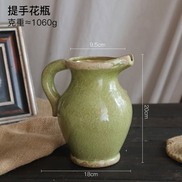  Bình Hoa Gốm Xanh Nứt Đồng Quê 
