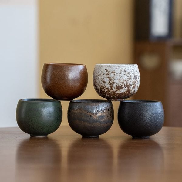  Bộ Cốc Trà Gốm Thô 