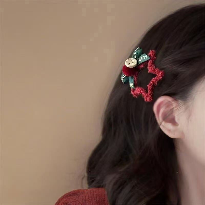  Kẹp Tóc Ngôi Sao Nhung Đỏ 