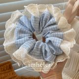  Scrunchie Caro Xanh Phối Ren 