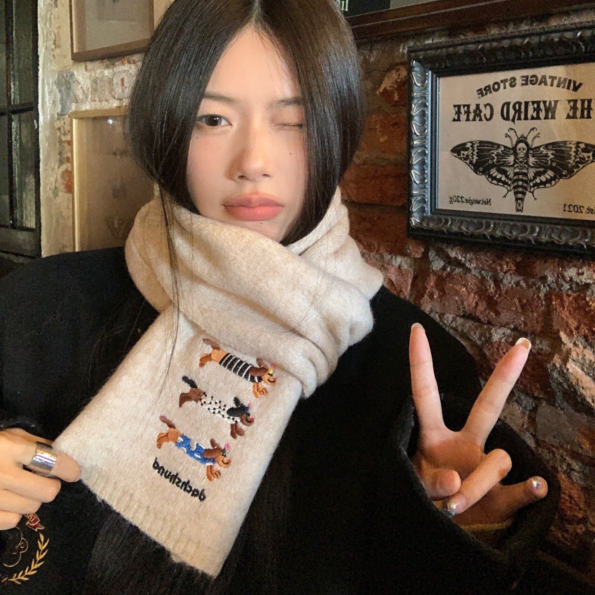  Khăn Len Thêu 3 Chú Cún 