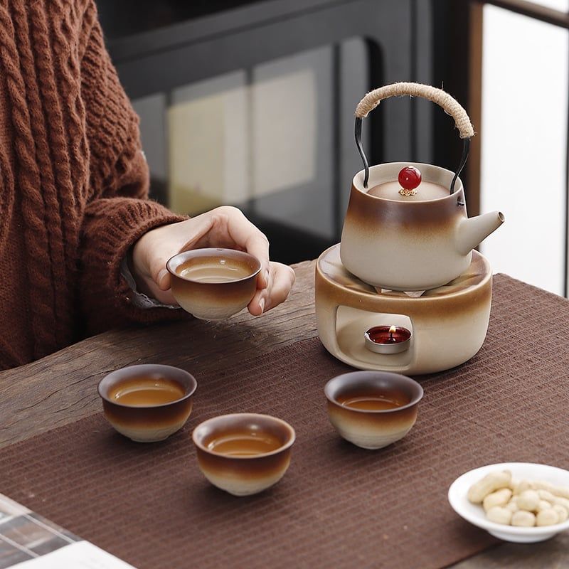  Bộ Ấm Trà Gốm Thô Nung 