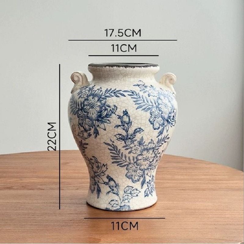  Bình Hoa Sứ Men Lam Trắng 