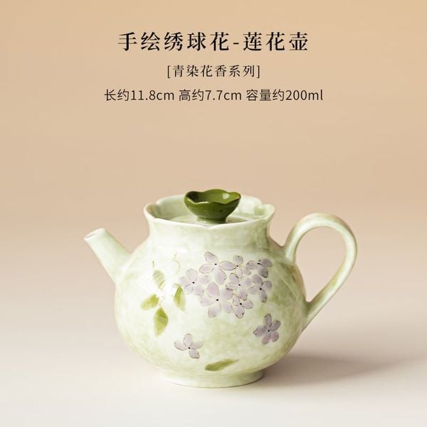  Ấm Trà Hoa Cẩm Tú Cầu Vẽ Tay 