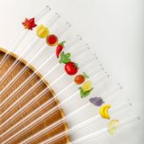  Ống Hút Thủy Tinh Charm Hoa Quả 
