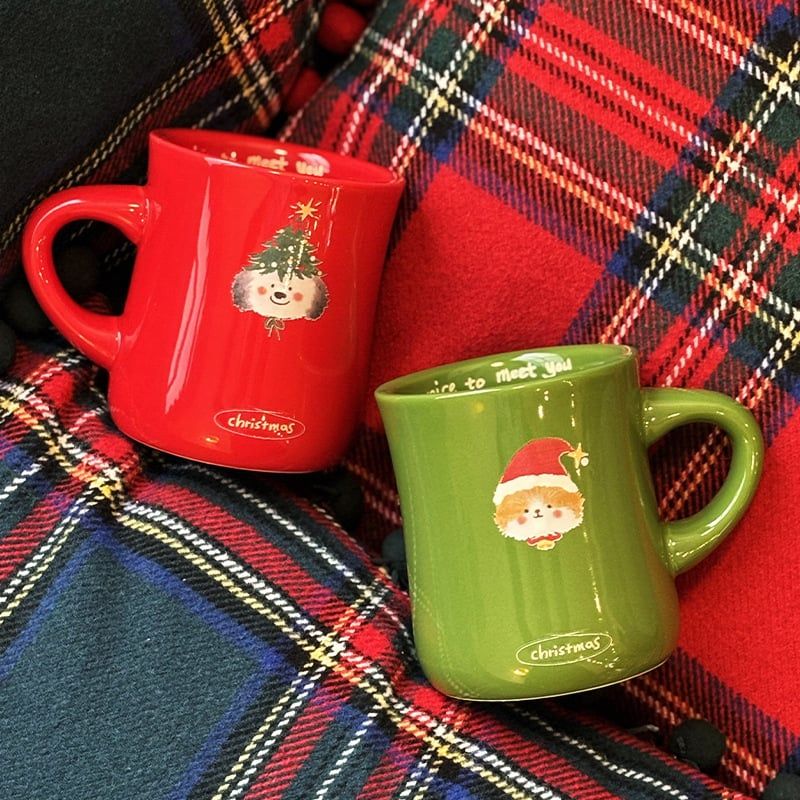  Cốc Gốm Cún Và Mèo Giáng Sinh 