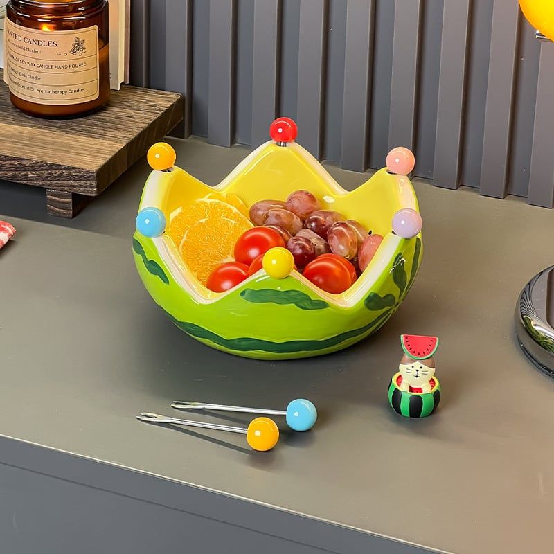  Bát Kèm Dĩa Ghim Trái Cây Dưa Hấu 