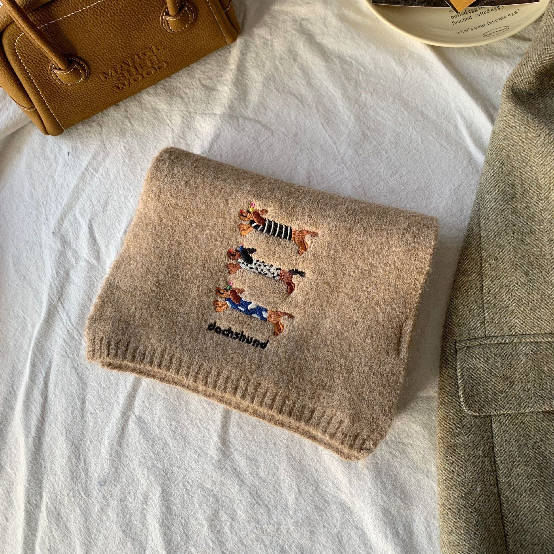  Khăn Len Thêu 3 Chú Cún 